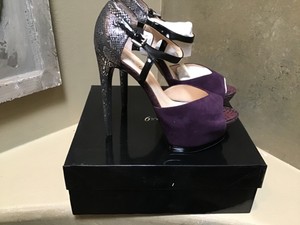 Boutique 9 Nerissa Stiletto Bout Ouvert Serpent Imprime Cuir Daim Shoes 9 5 Us Ebay