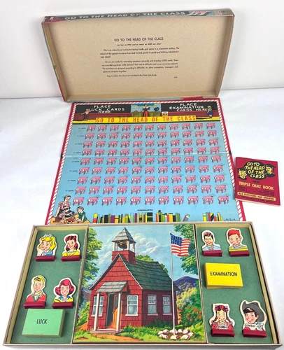 Vtg. 1965 Milton Bradley Go To The Head Of The Class Series 12 Board Game