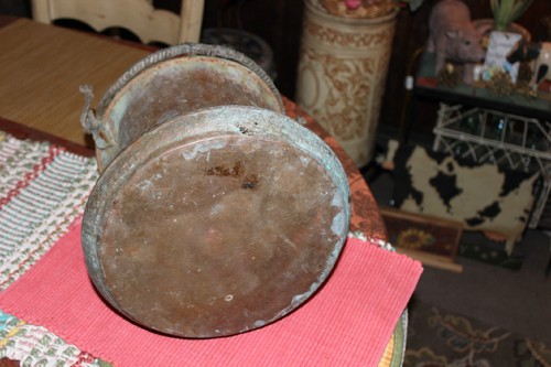 Antiguo caldero colgante de cobre árabe de Oriente Medio decoración de país - Imagen 7 de 12