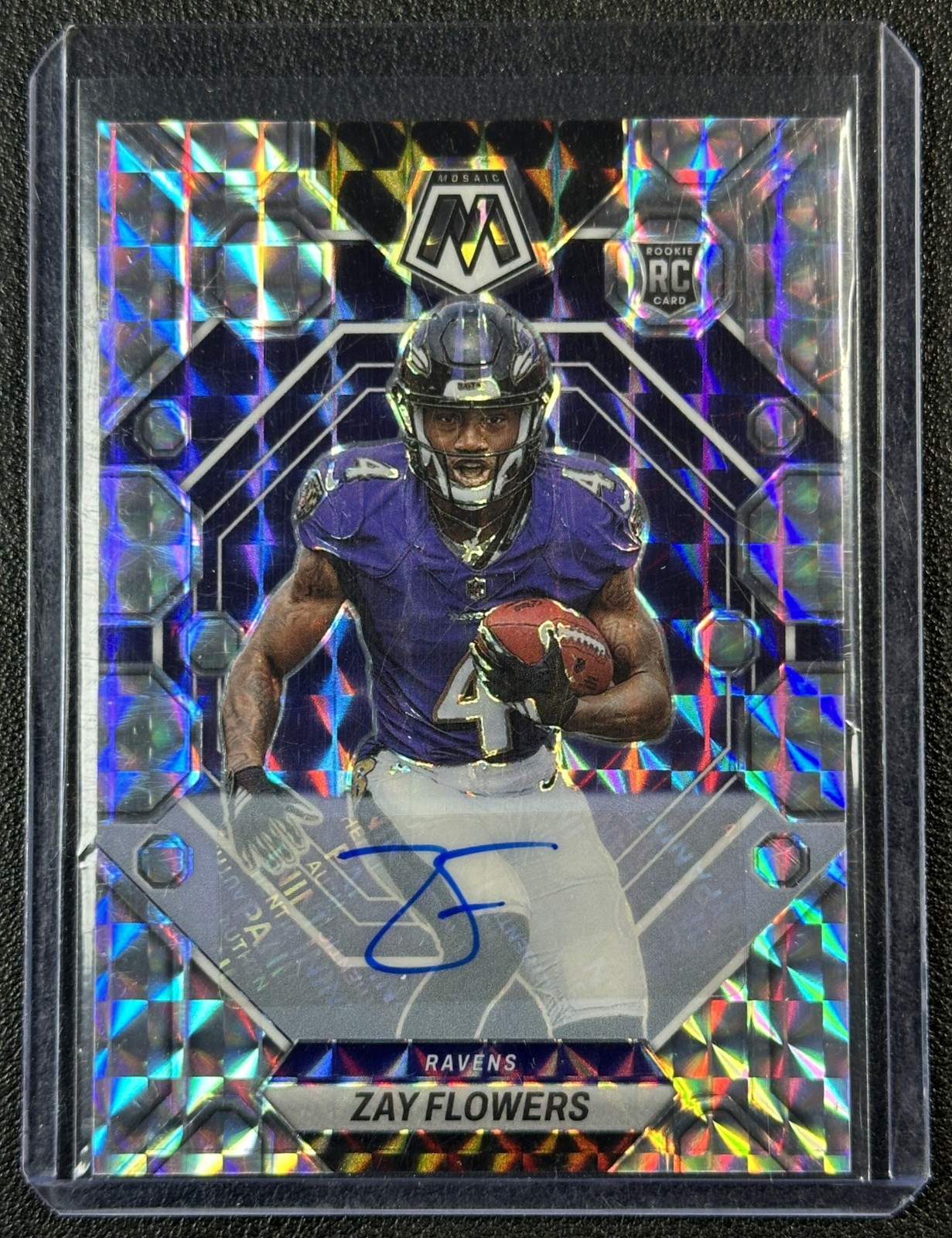 ZAY FLOWERS 2023 PANINI MOSAIC #380 ROOKIE PRIZM AUTO RC RAVENS