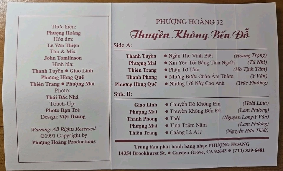 Thuyen Khong Ben Do - Cassette Phương Hoang 32 - Thanh Tuyen Thien Trang vv Foto 4 de 4