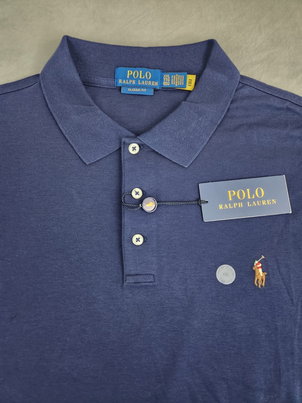 Polo Ralph Lauren Classic Fit Soft Touch Navy Polo Shirt Men's Size 2XL New thumbnail 3