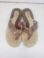 Sperry Top Sider Womens Leather Thong Flip Flops Multicolor Plaid Sz 7M 9777212