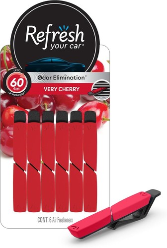 Refresh Your Car Freshener Vent Clip - Very Cherry, 1 Count (Pack of 6), Red