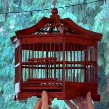 Vintage Six Sided Large Bamboo Pagoda Birdcage