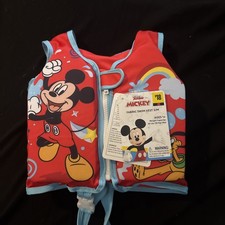 NEW Disney Junior Mickey Mouse Fabric Swim Vest Life Jacket S/M up to 40 lbs Max