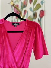 Lulu’s Amour Hot Pink Velvet High Low Wrap Dress