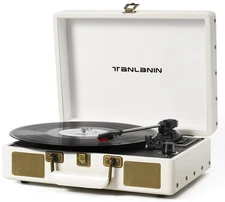 Vintage 3-Speed Bluetooth Portable USB Suitcase Record Player with Built-in S...