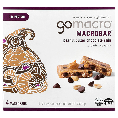 MacroBar®, Protein Pleasure, Peanut Butter Chocolate Chip, 4 Bars, 2.4 oz (69 g)