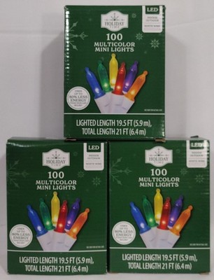 Lot Of 3 Holiday Time LED Mini Christmas Lights Multicolor 19.5' 100-Count