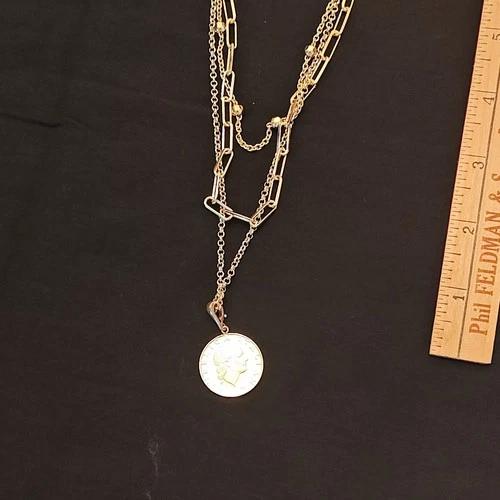 Bellezza Italy Layered Gold Tone Multi-Chain individual linked neclace  18in image 7