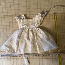 Vintage Girls Dress White with gold dots lined Cap Sleeves