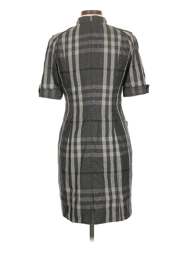 RARE $2K Burberry Gray Nova Check Wool Blen Career Business Tailored Dress US 10 - Image 3 of 4