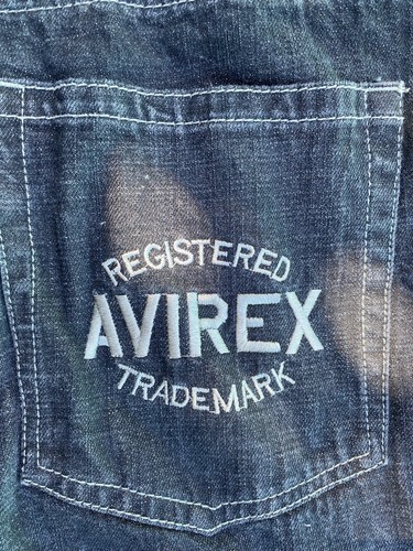 Vintage Avirex Jeans Men 34x30 Black Baggy Embroidered Y2K 90s Wide Leg Rap - Picture 7 of 11
