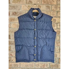 Warm Things Down Vest Blue Nylon Goose Down Fill Medium Puffer Sleeveless Men's