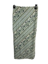 Vintage Genevieve Maxi Skirt Green Floral Diagonal Stripes Size S Retro Cottage