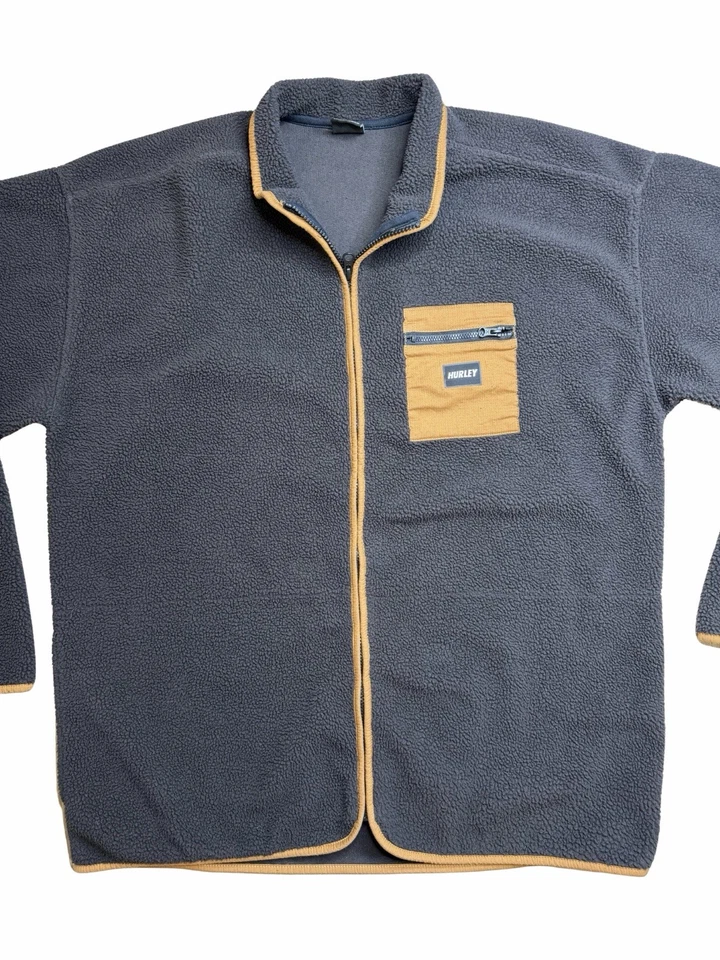 Hurley Men’s Sherpa Fleece Jacket Black Brown Winter Full Zip Size XL XLarge - Image 3 of 4