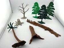 Vintage Marx Plastic Trees, Stumps  Logs Lot Playset 1960s Accessories Scenery