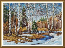 Counted cross stitch kit DIY unprinted canvas Winter nature Hand CRAFT 3623