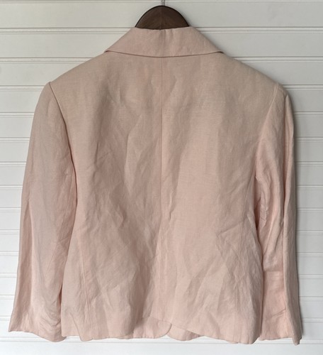 Vintage Victoria Holley Womens Linen Light Pink Button Down Collared Blazer Sz 8 - Picture 7 of 9