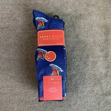 Perry Ellis Portfolio Men's Dog Sled Fair Isle Print Crew Socks 6-Pk. Black/Blue