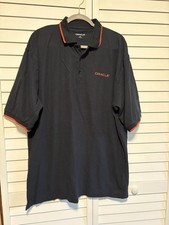 Vintage Oracle Golf Polo Shirt Men XL Black Red Logo Short Sleeve Blend READ