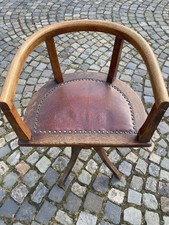Vintage Kinder‑Friseurstuhl – Drehbar – Holz & Leder – 1950er Jahre