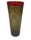 Vintage 1960s Ribbon Optic Spiral Filigrana Red/gold Swirl Murano Blown  Vase