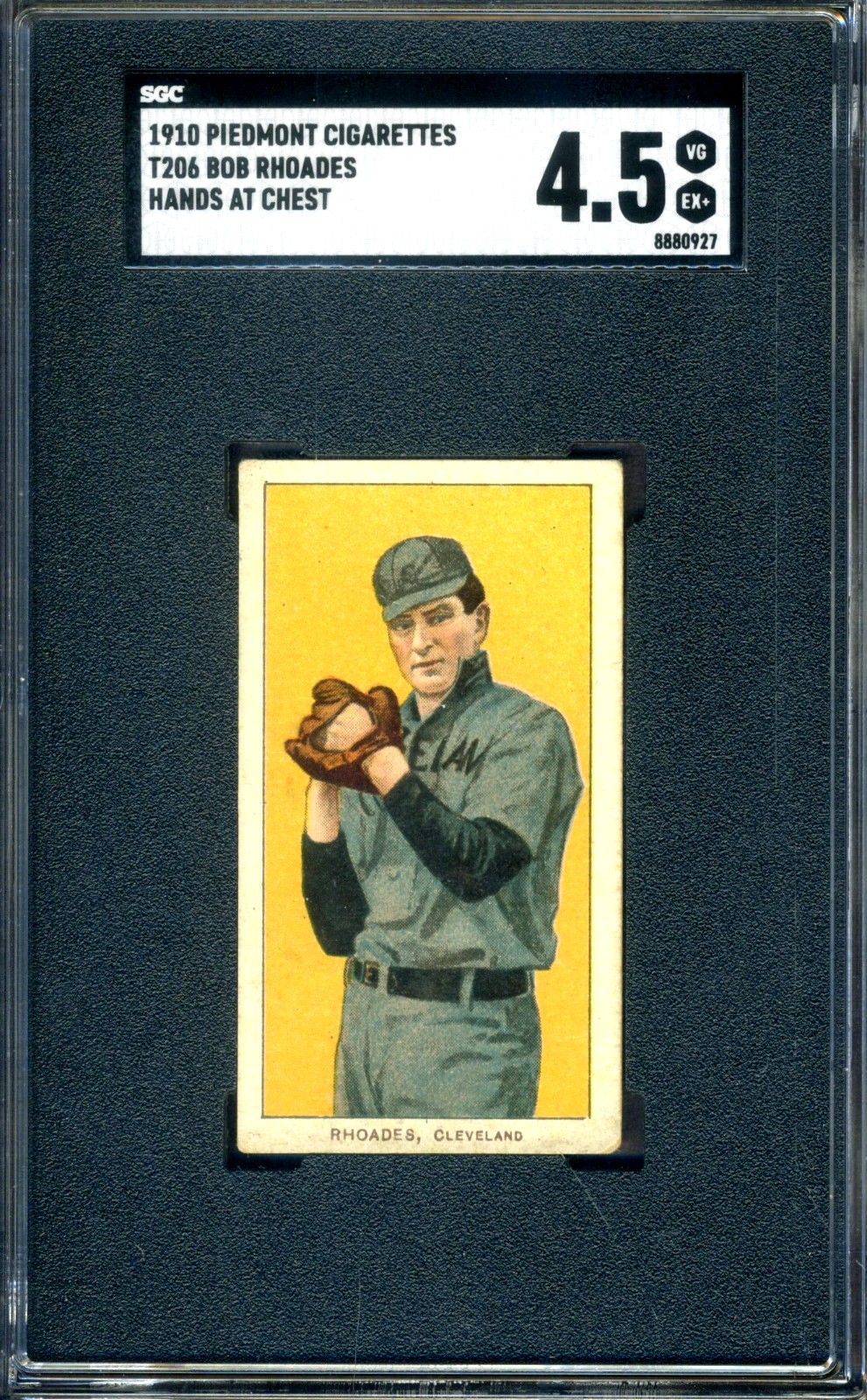 T206 Piedmont Bob Rhoades Hands At Chest SGC 4.5 VG-EX+ *Cleveland Naps*