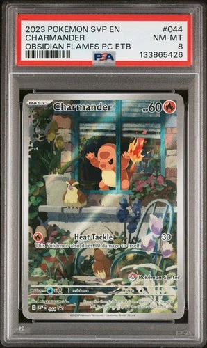 2023 POKEMON OBSIDIAN FLAMES POKEMON CENTER ETB PROMO SVP #044 CHARMANDER PSA 8