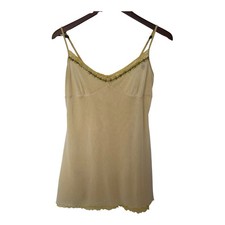 Victoria  s Secret Vintage Y 2K Mesh Lace Camisole Nightie M Butter Yellow