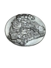 Vintage 1988 Steam Engine Train High Releif Pewter Belt Buckle