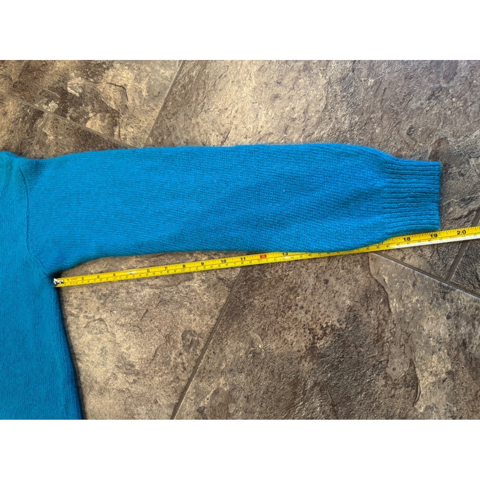 De Rothschild Blue Silk Nylon Angora Rabbit Hair Blend Cable Knit Sweater S