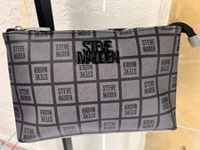 Steve Madden Gray And Black Logo Clutch
