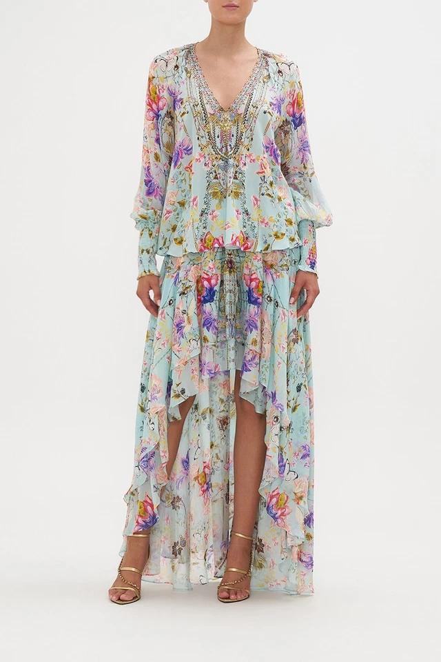 Camilla Franks любовь веб гофрированный манжеты шелк курорт износ блузка размер большой - Изображение 2 из 4