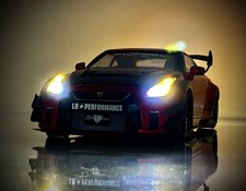 1/18 1:18 Red Nissan GTR R-35 Liberty Walk Custom Build W/LED Headlights.