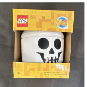 LEGO Storage Head Small Skeleton Skull Design White Black Container