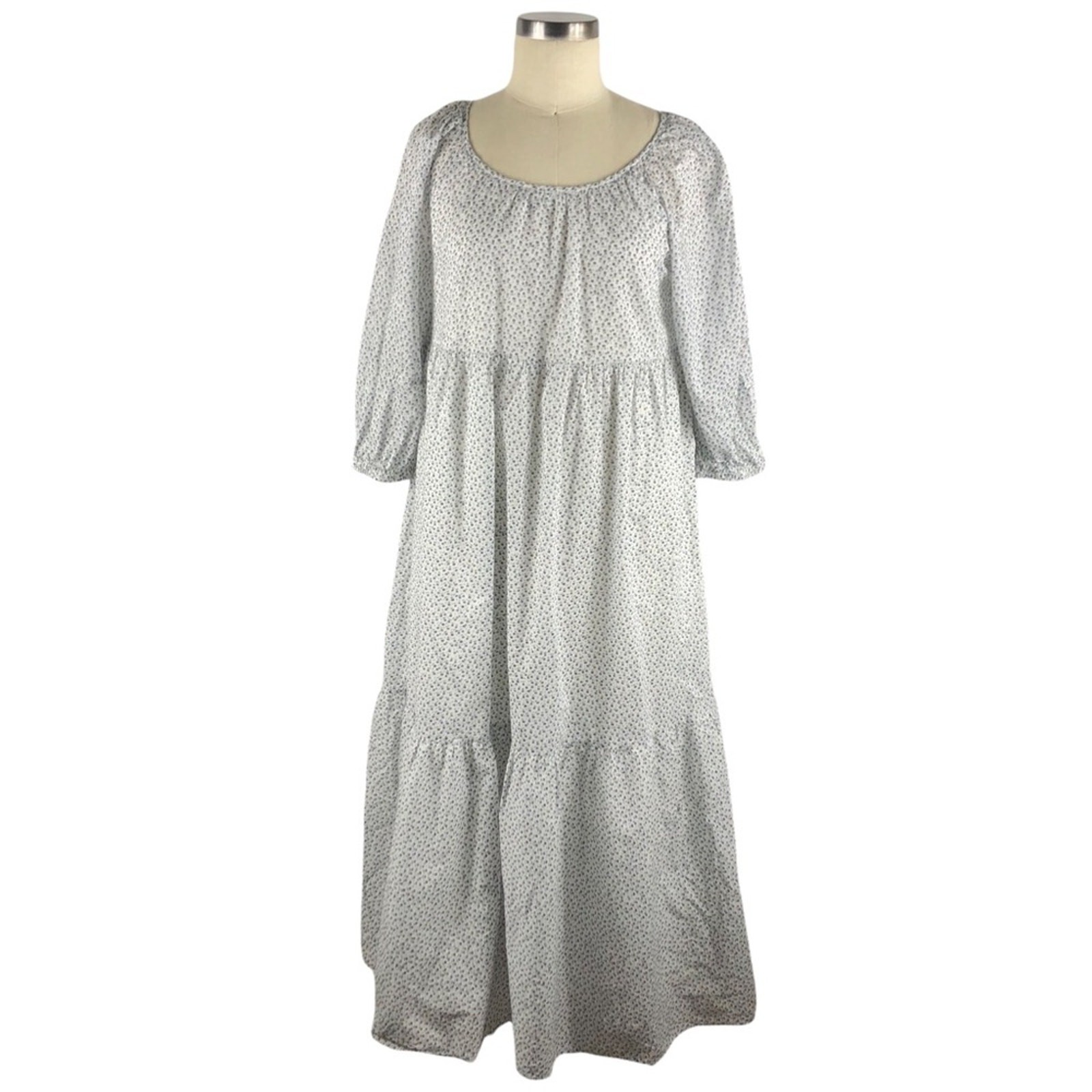 & OTHER STORIES & OTHER STORIES Wide Tiered Midi Dress Size 4 Organic Cotton Boho Balloon Sleeve