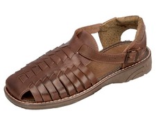 Sandalias Huaraches mexicanas tradicionales tejidas a mano de cuero genuino marrón para hombre