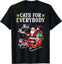 Cats For Everybody Christmas Cat Funny Xmas Men Women Santa t shirt