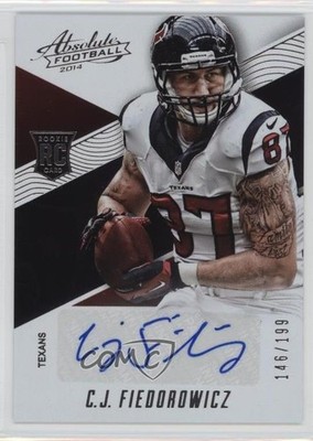2014 Panini Absolute Rookie Auto 146/199 CJ Fiedorowicz #153 Rookie Auto RC 0f8