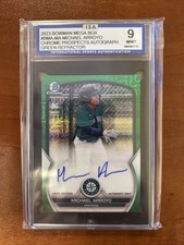 2023 Bowman Chrome Mega Box Prospects Autograph Michael Arroyo Green /99 ISA 9