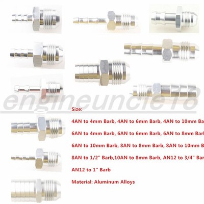 US SHIP AN6 AN8 AN10 Male To 4mm 6mm 8mm 10mm Hose Barb Straight Fitting Adapter