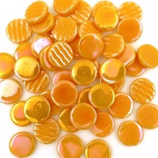 Pearlized Golden Yellow 18 mm Glossy Round Glass Mosaic Tile Pieces 25 tile