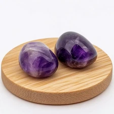 2 Polished Amethyst Crystal Worry Stones - 1.2" for Anxiety, Reiki, Chakra Heali