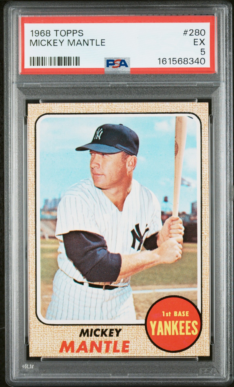 1968 TOPPS #280 MICKEY MANTLE PSA 5