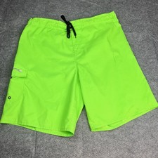 LAGUNA MENS LIME GREEN SWIM TRUNKS SIZE Large Draw String Vintage