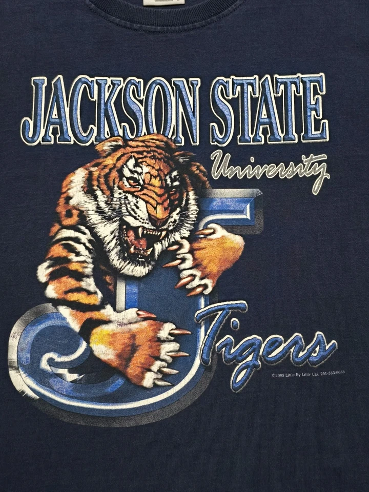 Редкая винтажная графическая футболка Jackson State University JSU Tigers мужская L Y2K - Изображение 4 из 4