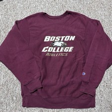 Champion Reverse Weave Sweatshirt Boston College Mens M Burgundy Vtg Y2K Faded