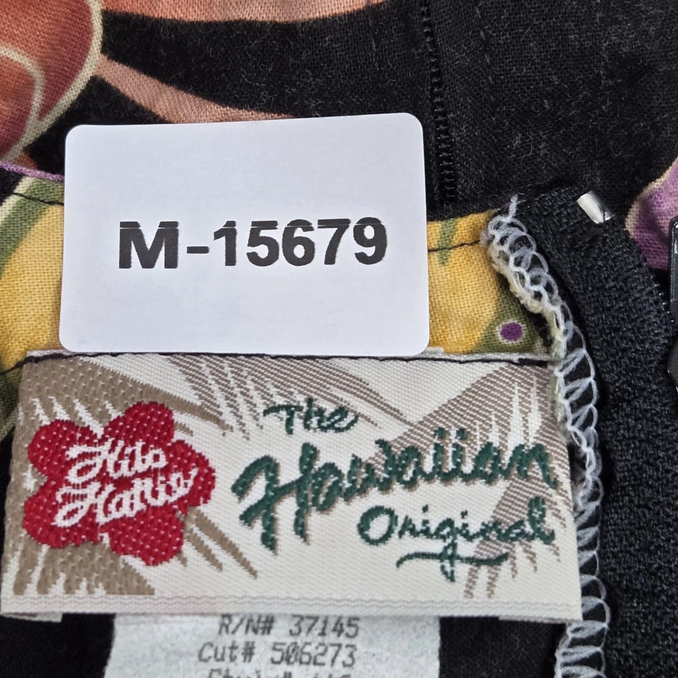 VINTAGE Hilo Hattie Women Dress 12 Black Floral Maxi Sheath Sleeveless - Image 2 of 4